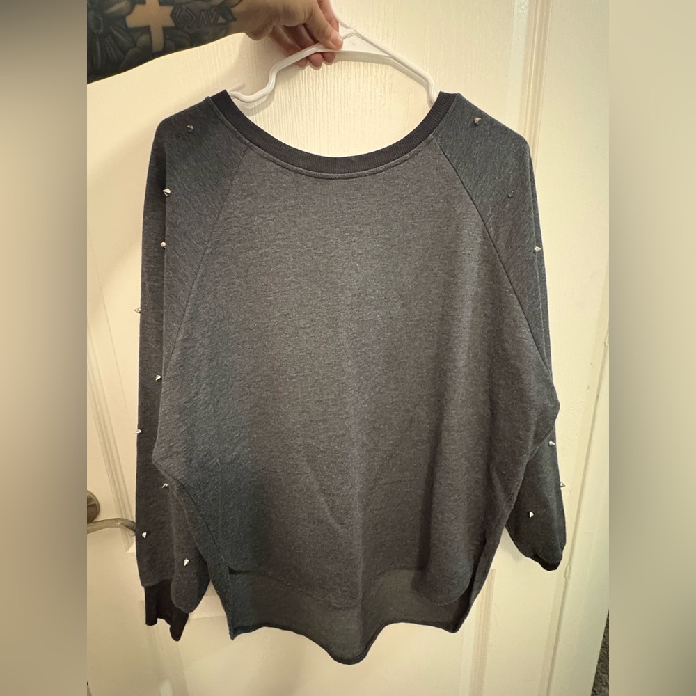 Gray Women's Sweater with Spike Accents